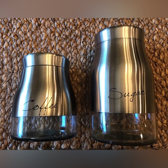 Coffee & Sugar Stainless Steel and Glass Containers (Set of 2) - Picture 3 of 10